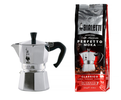 Kawiarka tradycyjna Bialetti Zestaw Moka Express 3tz + kawa Perfetto Moka Classico